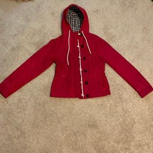 Red Abercrombie rain jacket size Medium
